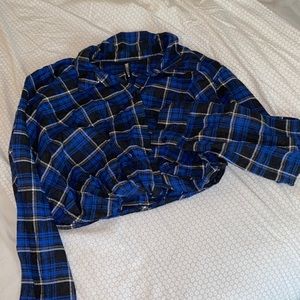 Zara Blue Cropped Flannel
